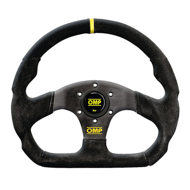 OMP Super Quadro steering wheel 320mm black suede flat-bottom design